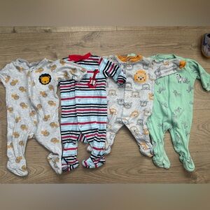 Pekkle Baby Sleeper Bundle Size 3 Months Animal Print Zip Pajamas